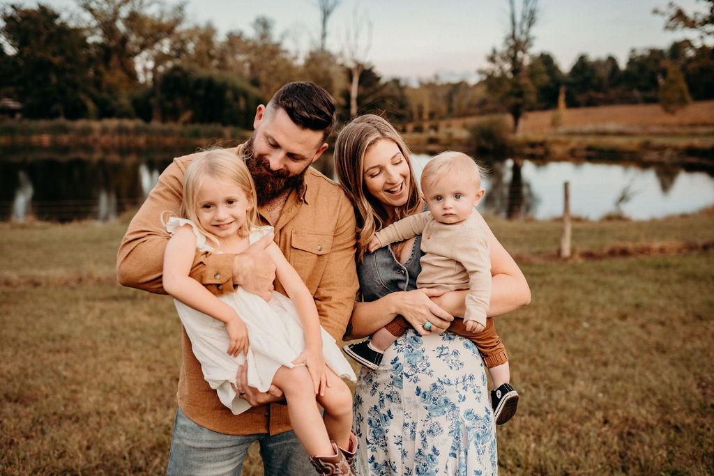 sweet hug of kids during family photos