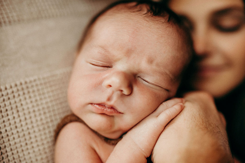 close up of newborn face
