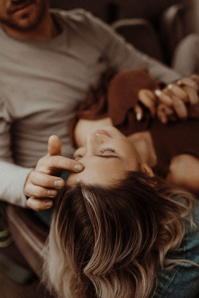 couple touching each other in photoshoot