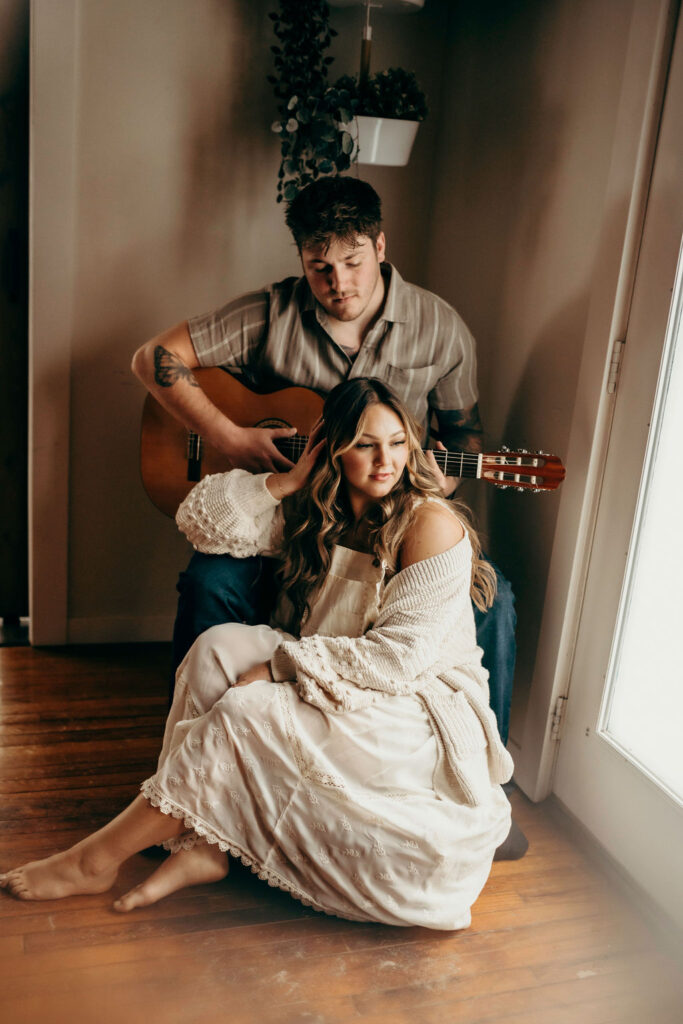 in home engagement photos in January