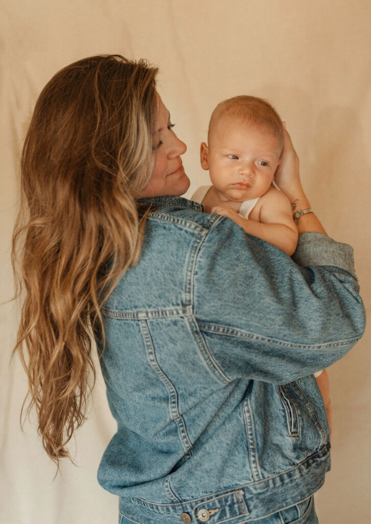 Motherhood photographer in Bethlehem PA capturing intimate in-home motherhood session