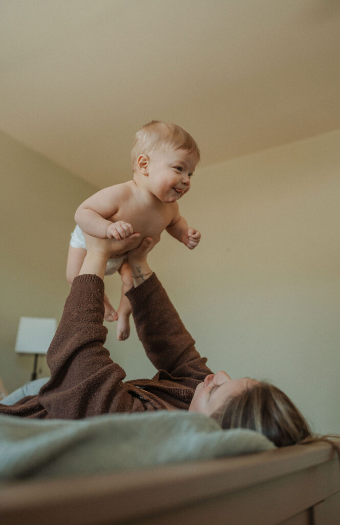 in home session with baby and mom in lehigh valley
